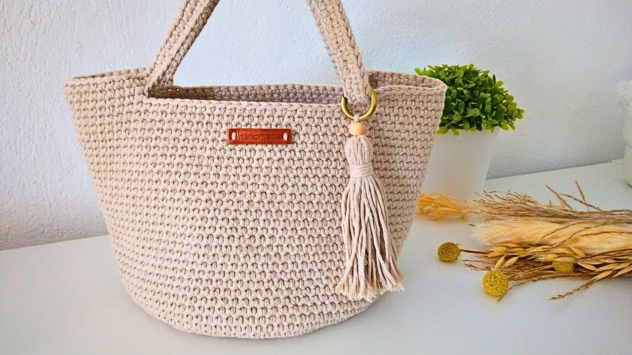 BOLSO TEJIDO A CROCHET | GANCHILLO FÁCIL| BOLSO PRINCIPIANTES | TUTORIAL PASO A PASO