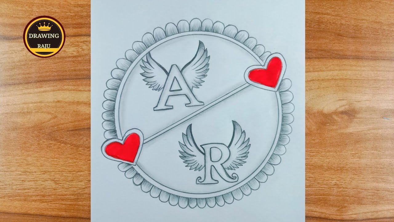 How tomake A❤️R couple letter circle drawing||Simple A+R letter drawin with pencil sketch art