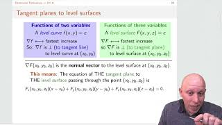 Multivariable Calculus - Ch 11.6 - The Tangent Plane to a Level Surface