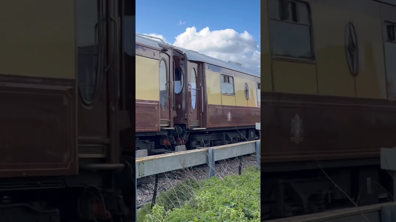 SR merchant navy 35028 'clan line' passing over Gillingham
