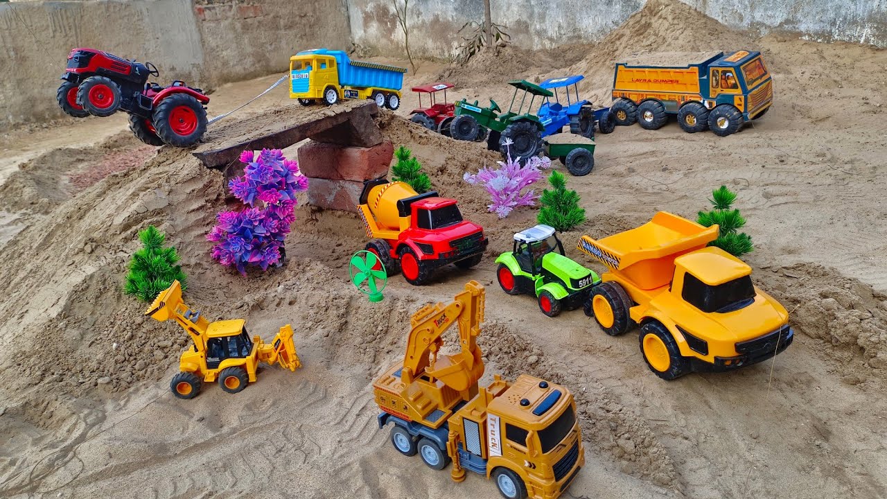 JCB 3Dx  pulling out dumper । Truck Accident! JCB & Tractor Rescue Dumper on Sand