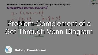 Problem-Complement of a Set Through Venn Diagram, Math Lecture | Sabaq.pk