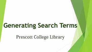 Generating  Search Terms