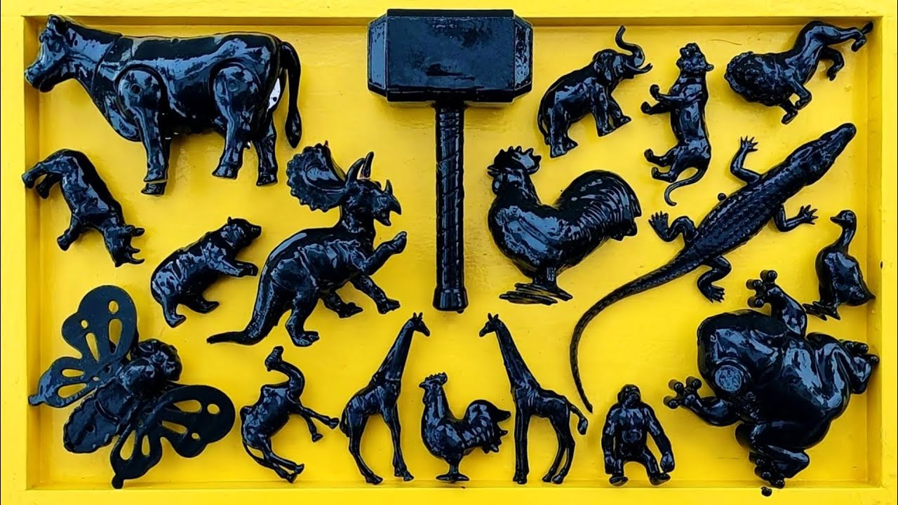 Membersihkan mainan hewan, sapi, bebek, angsa, ayam, gajah, singa, unta, buaya, zebra, kangguru.