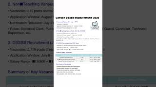 Latest Dsssb Recruitment 2025