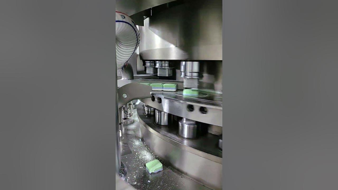 Nice Triplelayer dishwasher tablet making machine is pressing colorful dishwasher tablets YouTube