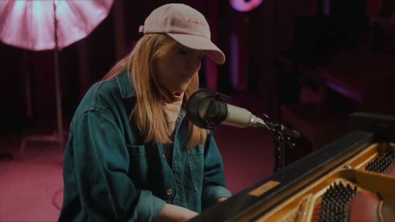 Galine recording a live session at Moon Music Studios