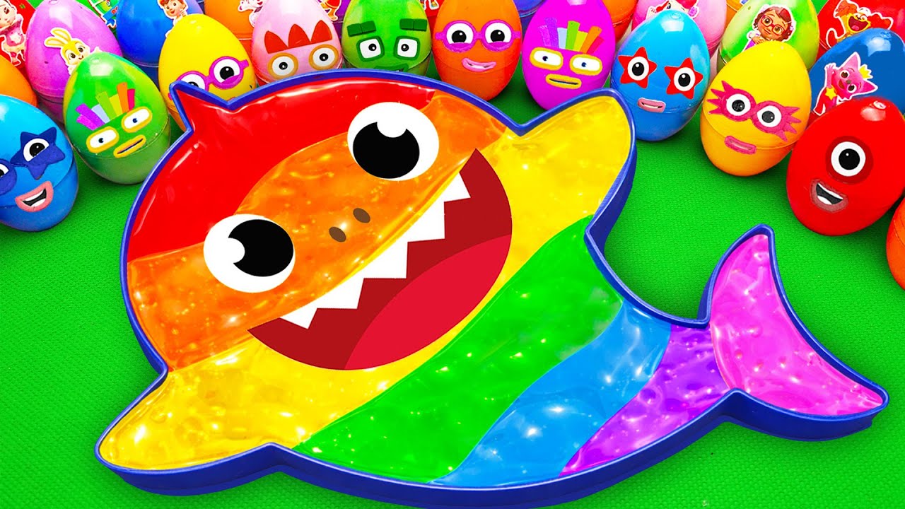 Satisfying ASMR Video 🌈 How To Make Rainbow Baby Shark Bathtub by Mixing Glossy SLIME in Eggs CLAY