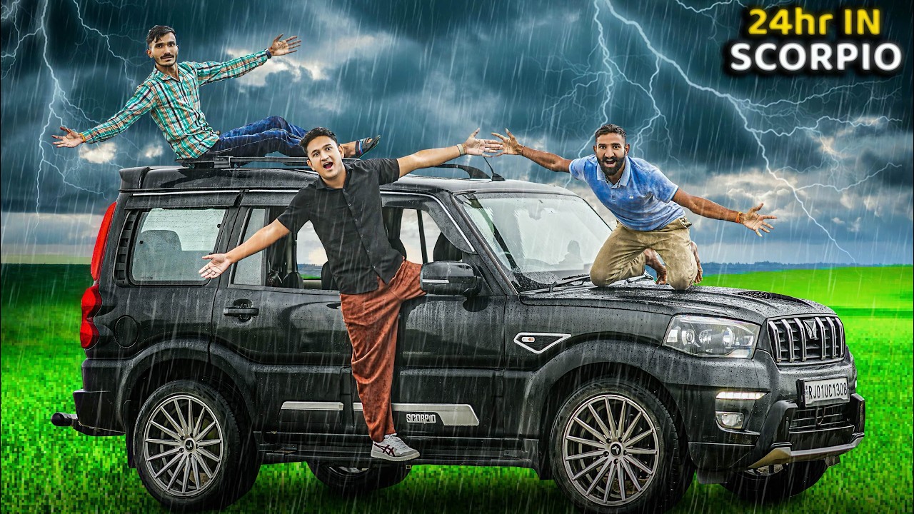 ⚡ 24 Hours Locked Inside a Scorpio in Heavy Rain! 🌧️🚙 - DEV Ke ...