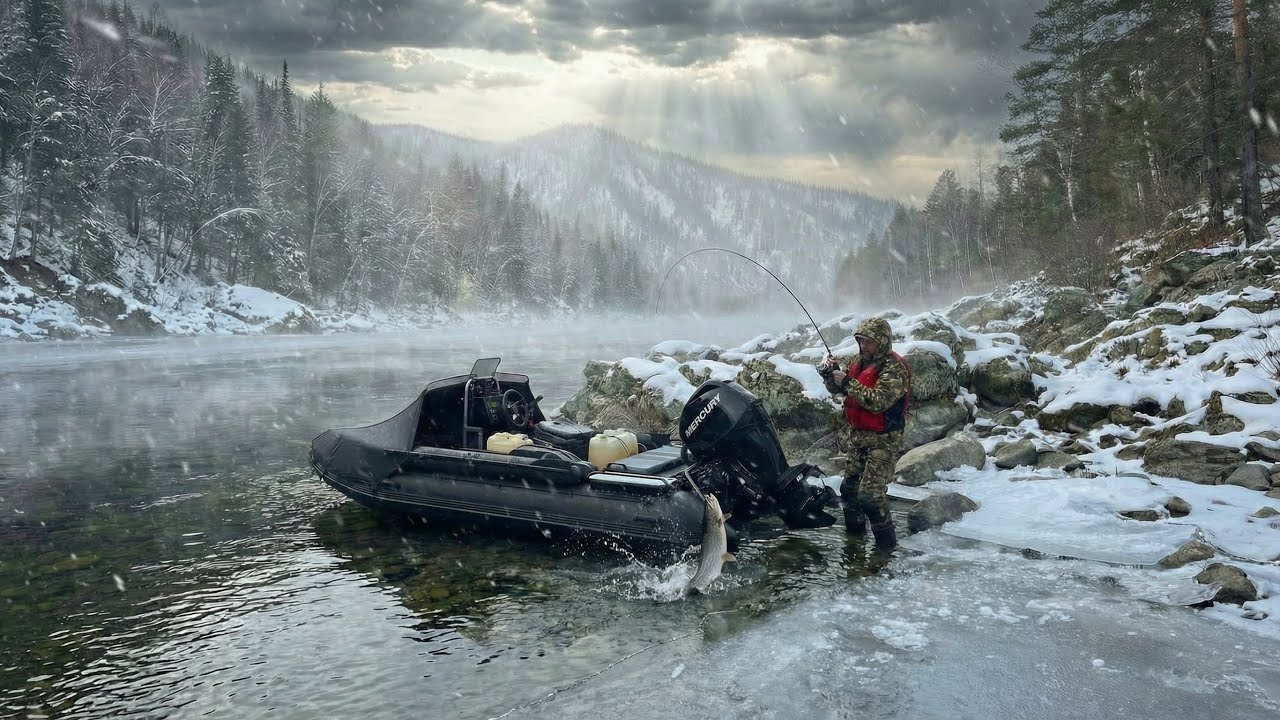 НА ЧЕРНОЙ ЛОДКЕ В ТАЙГУ И ГОРЫ. РЫБАЛКА С НОЧЕВКОЙ НА ГОРНОЙ РЕКЕ. ОБЗОР ЛОДКИ. КУЗБАСС