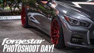 Q50 Candy Red Wheels Photoshoot Day!