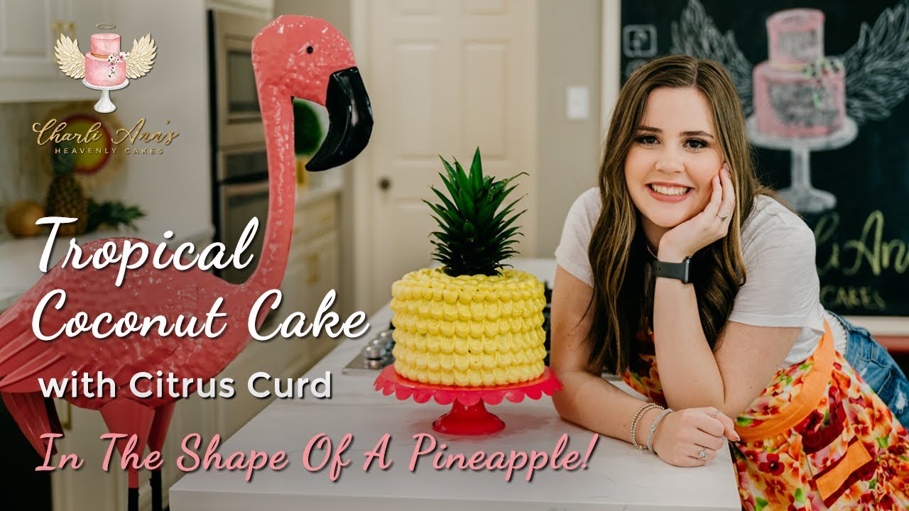 Tropical Coconut Cake with Citrus Curd - In The Shape Of A Pineapple!