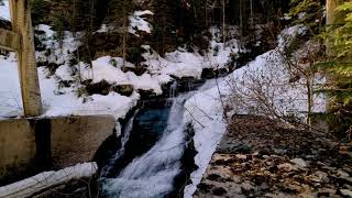 Waterfall somewhere at the Pine Pass, BC, Canada April 2021