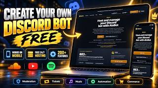 How to Make a Discord Bot for FREE in 2026 | No Coding, Mobile, 24/7 Hosting & 200+ Features!
