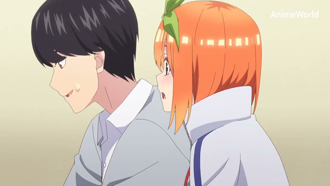 Yotsuba accidently kiss Fuutaro  | The quintessential quintuplets 2 episode 5