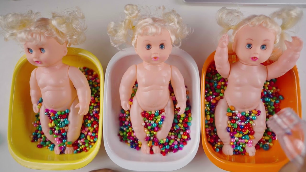 No Talking ASMR 😌 Relaxing Bathtubs Candy Color Mixing | 3D Animals