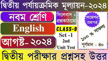 Class 9 English 2nd Unit Test Question Paper 2024 | Class 9 English 2nd Unit Test Suggestion 2024