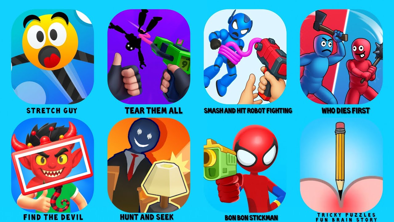 STRETCH GUY TEAR THEM ALL SMASH AND HIT ROBOT FIGHT INGWHO DIES FIRST FIND THE DEVIL 