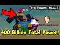 I Played For 34 Hours And Reached 400 Billion Total Power! - Anime Fighting Simulator