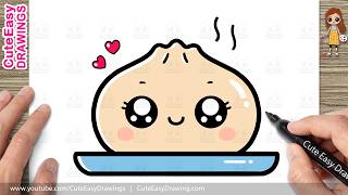 how draw cute bao dumpling easy kawaii dumpling drawing