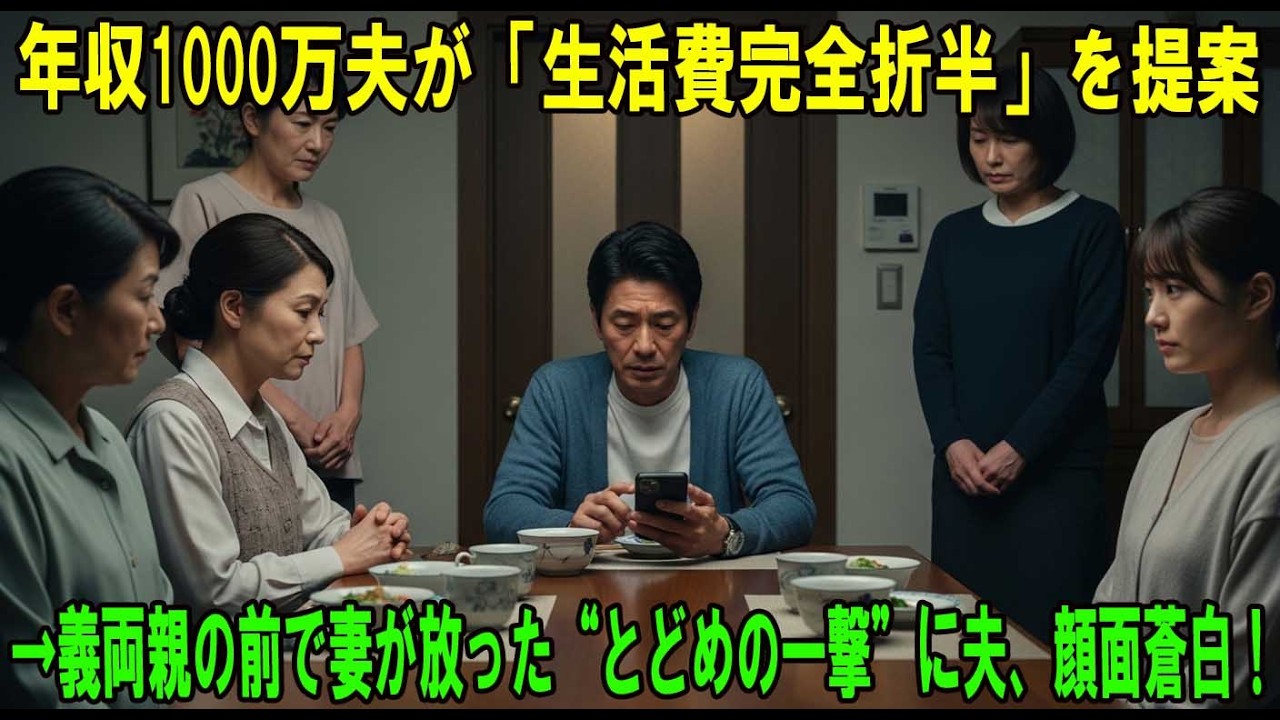 年収1000万円の夫が生活費折半を提案。笑顔で了承した私。義両親を連れて食事を作れと言う夫に、「折半でしょ？あなたの家族は自分でやって」と一撃。