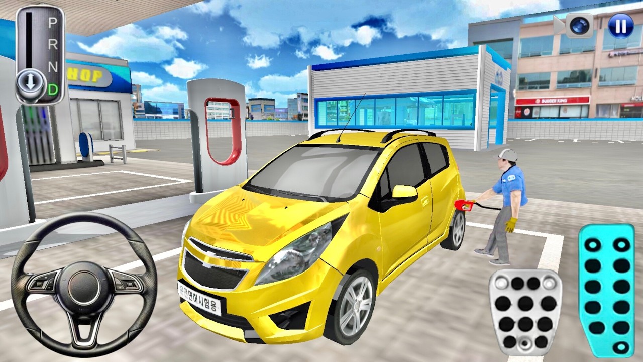 New Yellow Mini Family Car At Refueling Station - 3D Driving Class android car Game play - Car game
