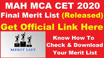 MAH MCA CET 2020 Final Merit List (Released) - How to Check MAH MCA CET Final Merit List
