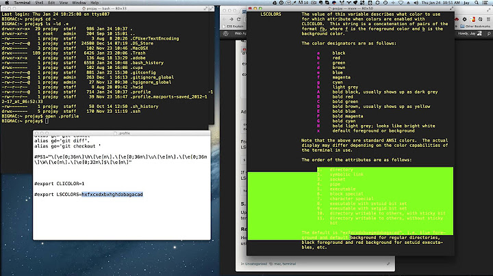 Mac Terminal Colors for List Command: ls