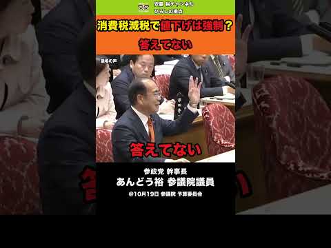【国会】消費税減税で値下げは強制？「答えてない」の声を受け安藤裕が財務省に再質問 #安藤裕 #参政党 #消費税