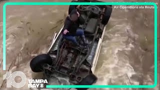 Woman rescued from overturned vehicle in fast-moving creek after 15 hours