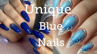 QUICK EASY ACRYLIC NAIL ART DESIGNS Simple Blue Nail Art at Home Ideas Compilations