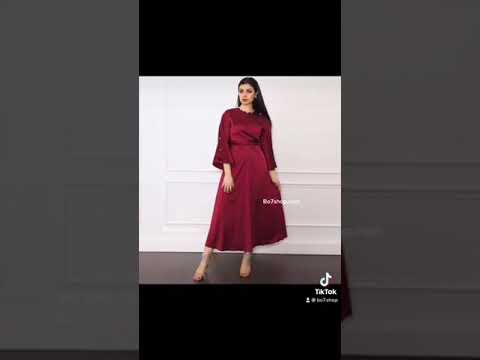 فستان ساتان لف احمر