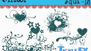 10 Glitter Hearts 2 Vectors in Aqua#16 Clip Art Digital Scrapbooking