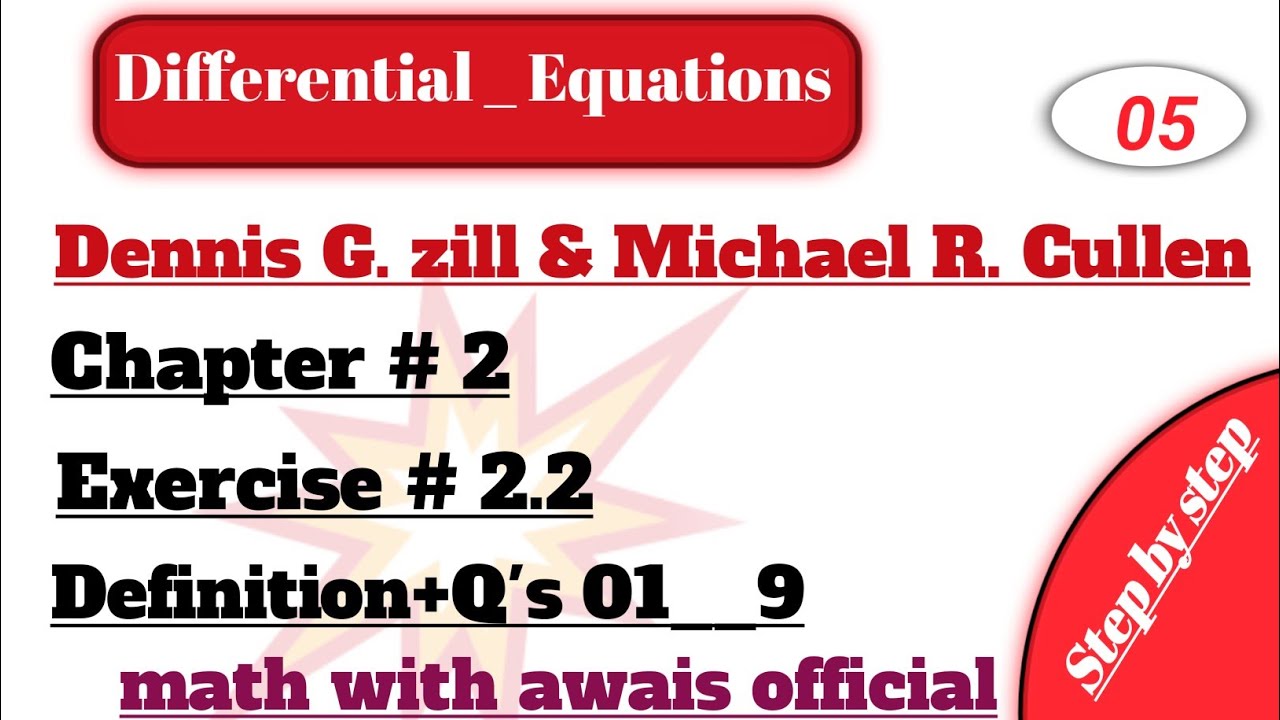 Ordinary differential Equations by zill||ODE chapter no 2|| Definition and question solution by ODE