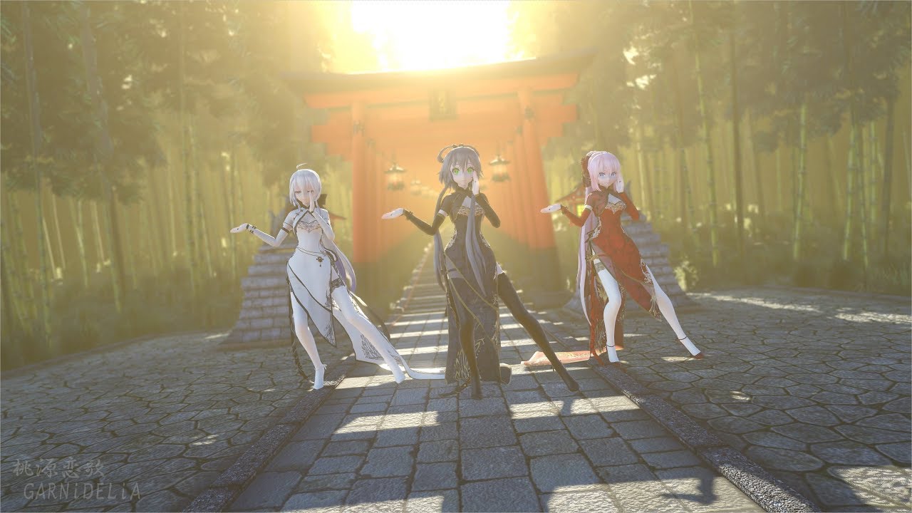 【ＭＭＤ】洛天依、弱音ハク、巡音ルカで「 桃源恋歌 tougenrenka 」 4K