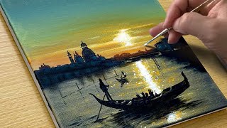 How to Draw a Sunset Scenery / Acrylic Painting for Beginners by Joony art 45,814 views 1 month ago 10 minutes, 37 seconds