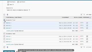 Resetting  Student's Quiz