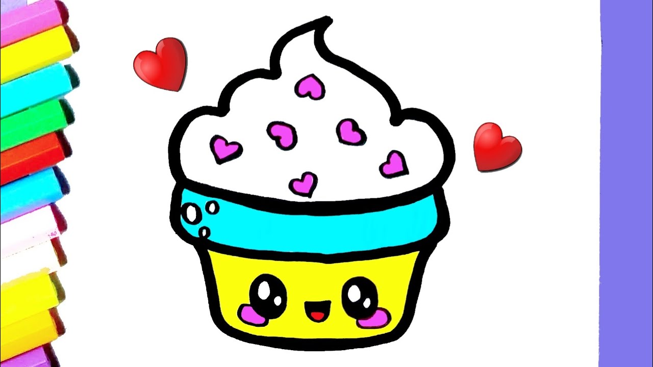 Como desenhar Cupcake fofo Kawaii ❤ Desenhos Kawaii - Desenhos