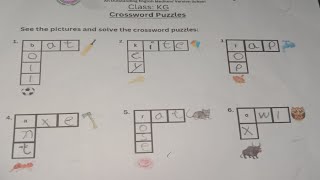 English crossword worksheet for KG Class। Crossword puzzle in English