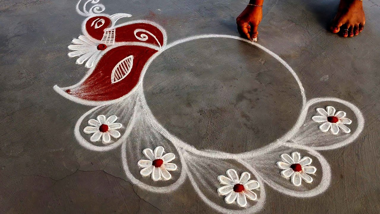 Easy New Year Kolam 2026🌹Sankranti Chukkala Muggulu🌹New Year Peacock muggulu🌹 Creative Rangolis