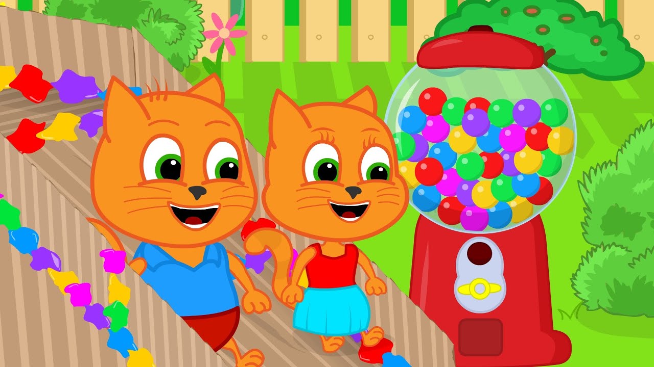 ⁣Cats Family in English - Attraction Repair With Gumball Machine Cartoon for Kids