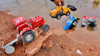 Accident Die cast Tractor+JCB | Jumped in River | Backhoe loader | Tata Truck|Mahindra, John Deere