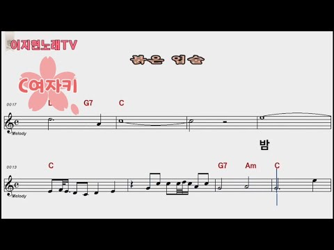 #붉은입술/#나훈아 C여자키 2회반복 악보가사  이지현노래tv