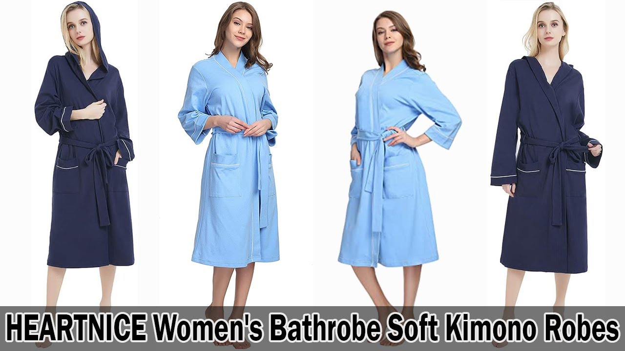 HEARTNICE Women's Cotton Robe Long Knit Bathrobe Soft Kimono Robes Sleepwear 