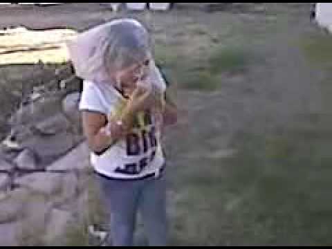 Erika gets sprayed with silly string