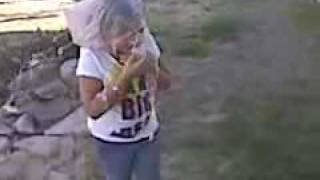 Erika gets sprayed with silly string