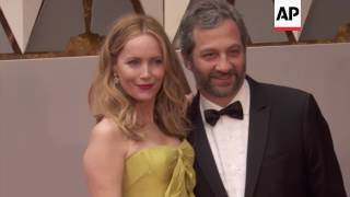 Riz Ahmed, Karlie Kloss, Emma Roberts, Andrew Garfield, Leslie Mann and Judd Apatow pose on Oscar ca