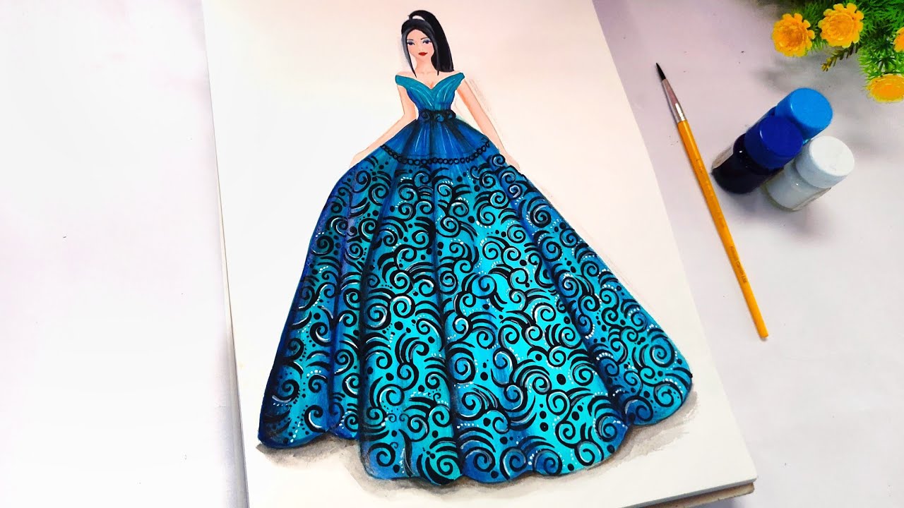dress design drawing How to Draw a Fashion Girl/Girl Drawing/Gown design/Dress Design Drawing Model/Barbie Drawing