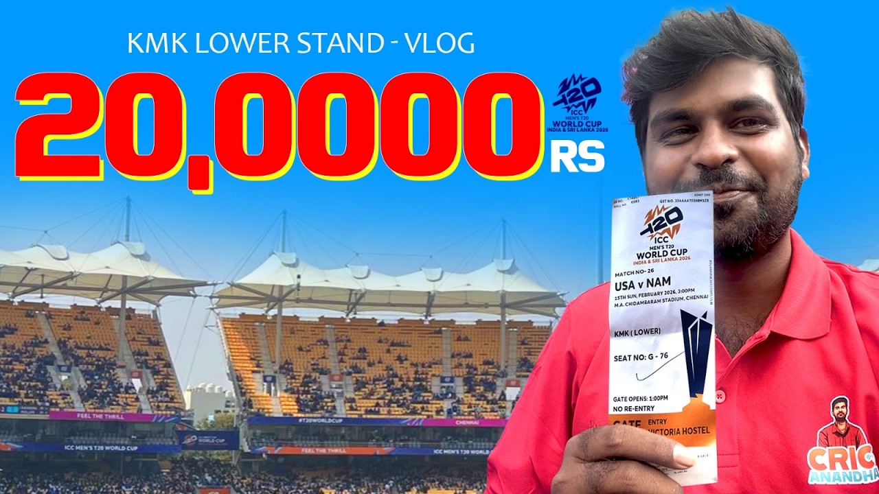 Chennai - T20 World Cup 2026 Vlog 😍🎫 Free Food + Best View🔥 KMK Lower Stand Experience 😍 CricAnandha