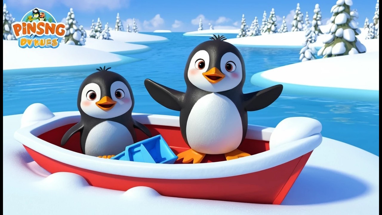 Два пингвина строят лодку из снега ❄️🐧